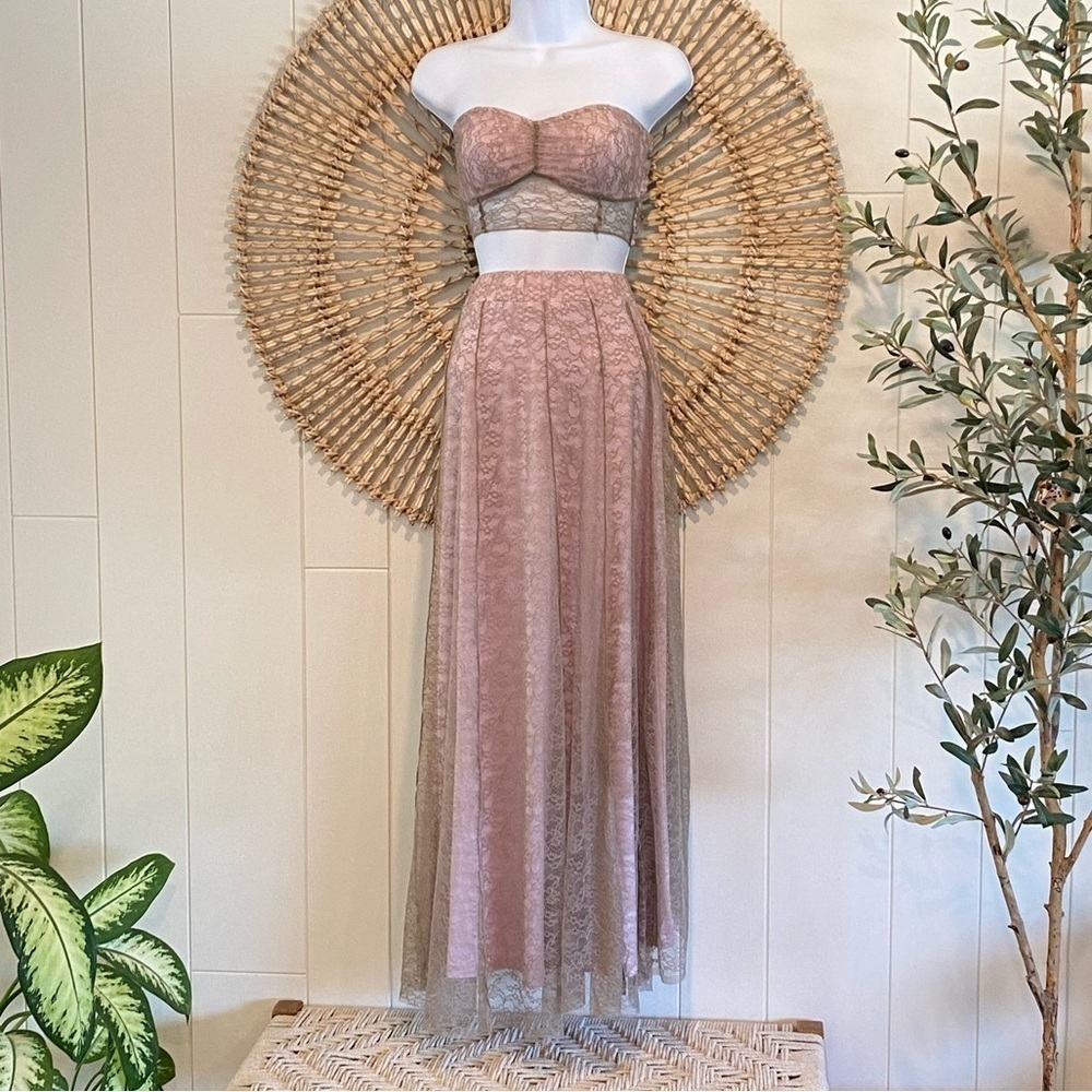 Free People Shape Of You Maxi Skirt Set New without tag Size XS Sandy Pink Combo - Picture 2 of 13